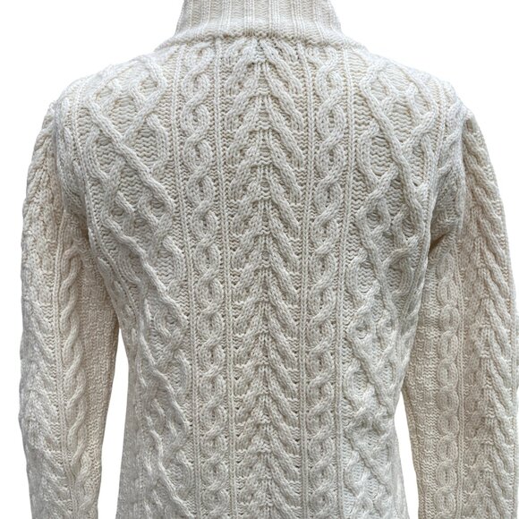 Inis Crafts Ireland 100% Wool Cable Knit Fisherman Zip Cardigan Sz M Coastal Sea - Picture 8 of 11